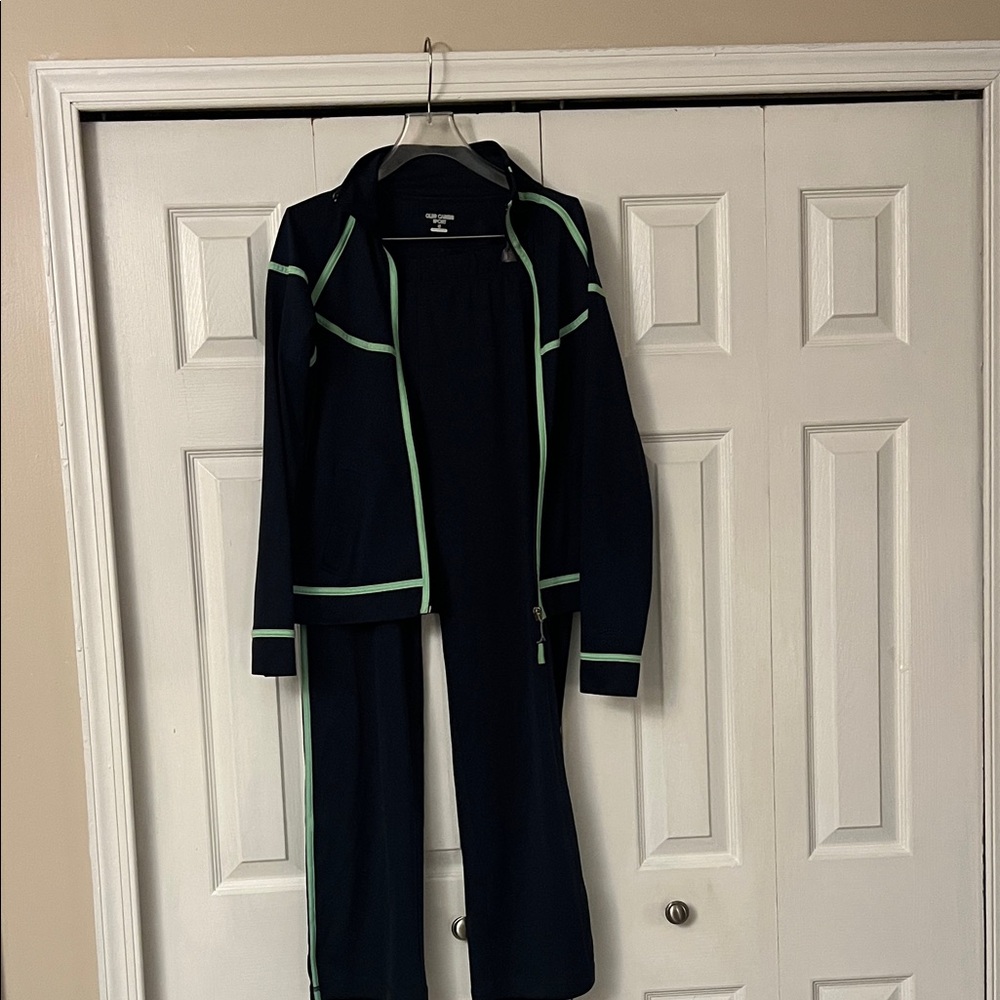 Women's Oleg Cassini Navy and Mint Green Tracksuit